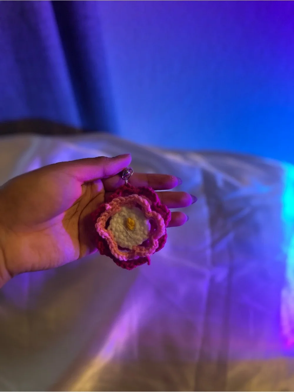 Crochet flower keychain